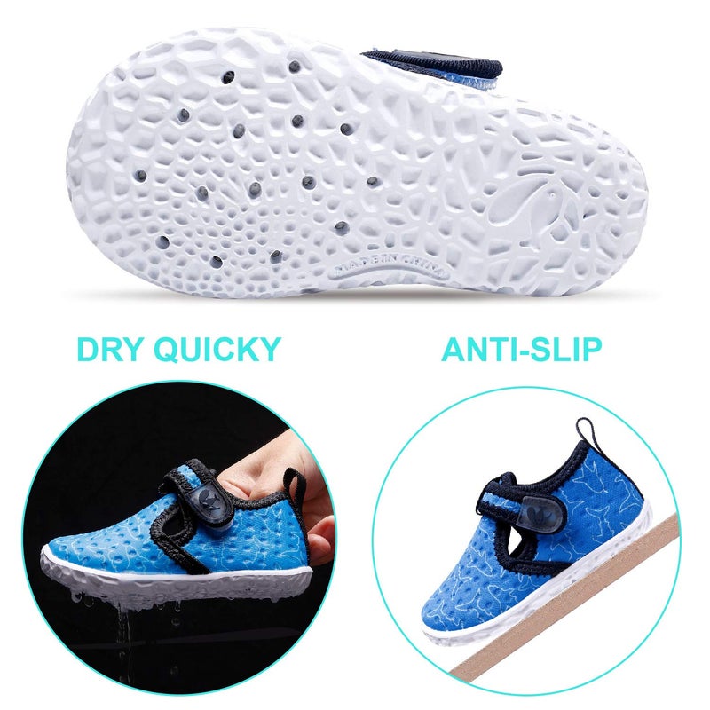 FEETCITY Baby Boys Girls Water Shoes Quick Dry Aqua Socks Barefoot Beach Swim Surf Shoe Blue Shark 2-2.5 Years Toddler - Image 3